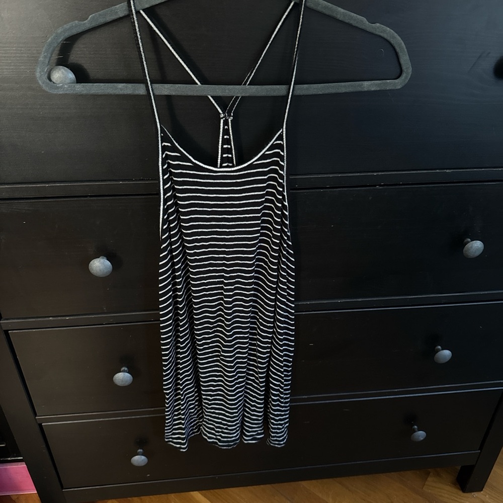Old Navy Black and White Striped Tank/Cover Up